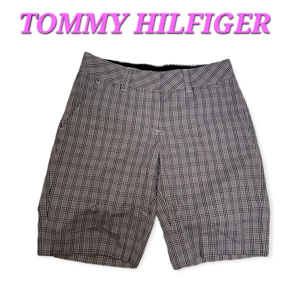 Tommy Hilfiger Arielle plaid golf bermuda shorts in Midnight